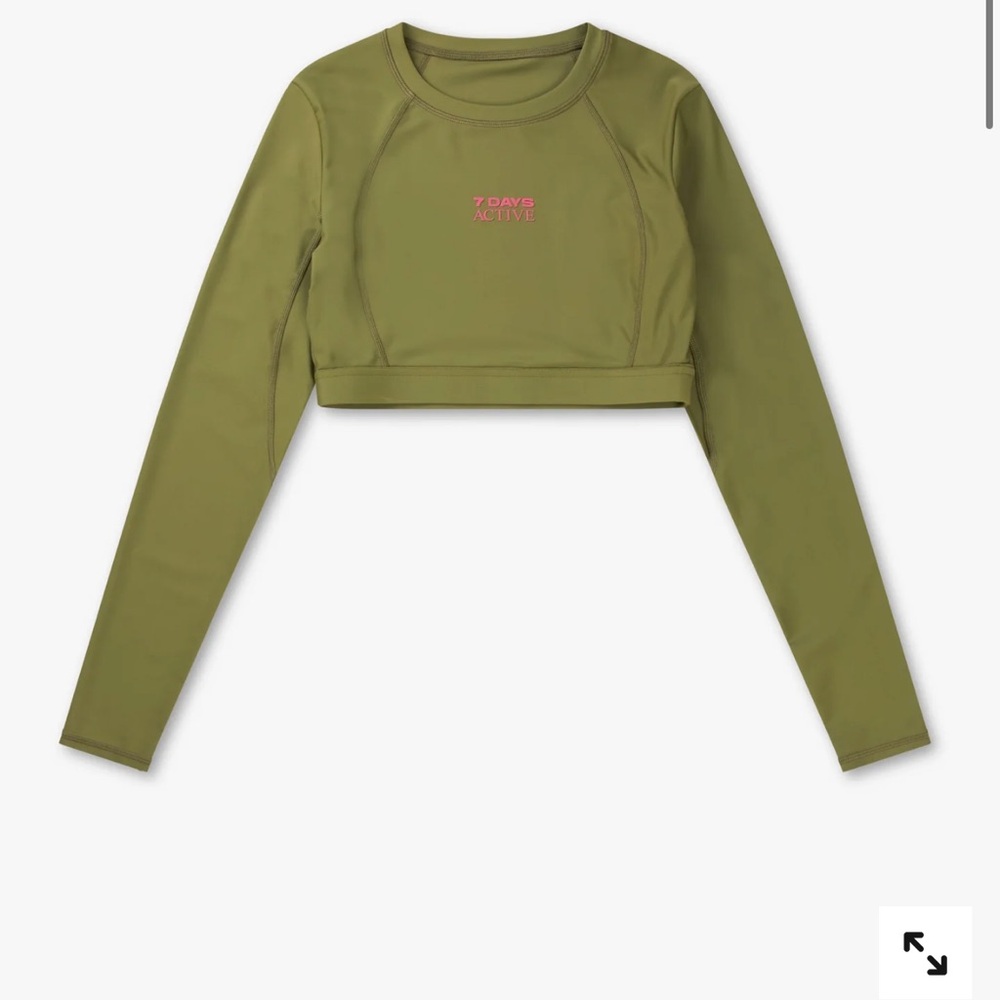 Olive Green Long Sleeve Crop Top